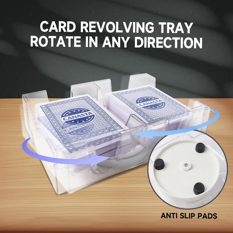 GSE Revolving Canasta Card Tray, Rotating Playing Cards Holders for Hand & Foot, Rummy, UNO Games