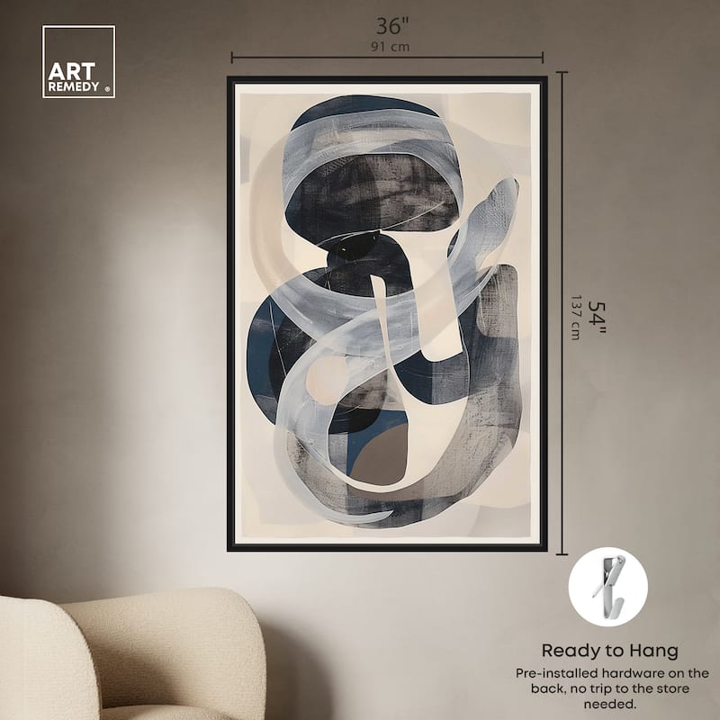 Art Remedy Slither Framed Abstract Shapes 1 Piece Canvas Wall Art