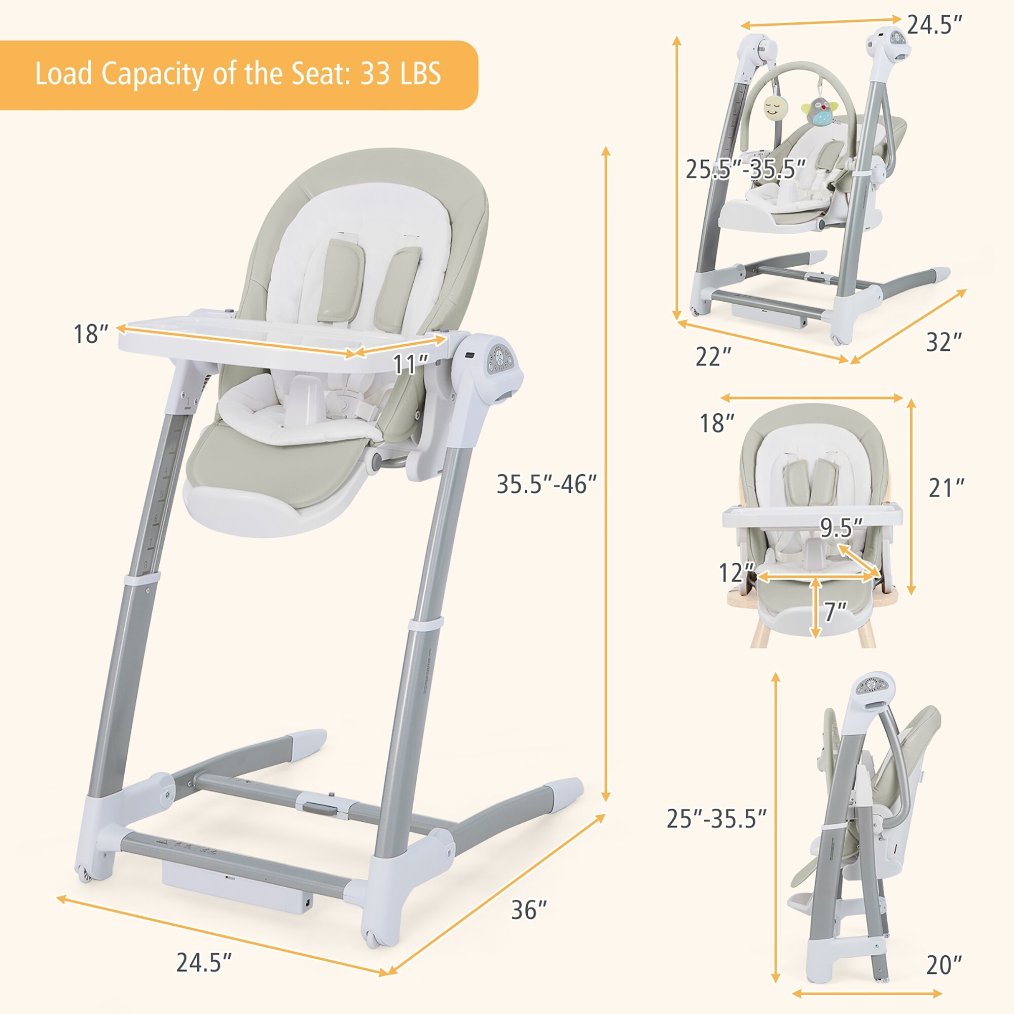 High baby swing chair 2025