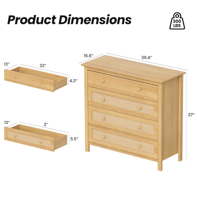 Sideboard Buffet Cabinet with 4 Drawers,Modern Wooden Console Cabinet for Kitchen,Living Room, Hallway
