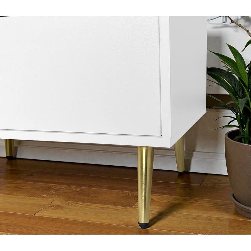 Modern 7 Drawer Dresser with Gold Handles and Legs, Large White Chest of Drawers Storage Cabinet for Bedroom