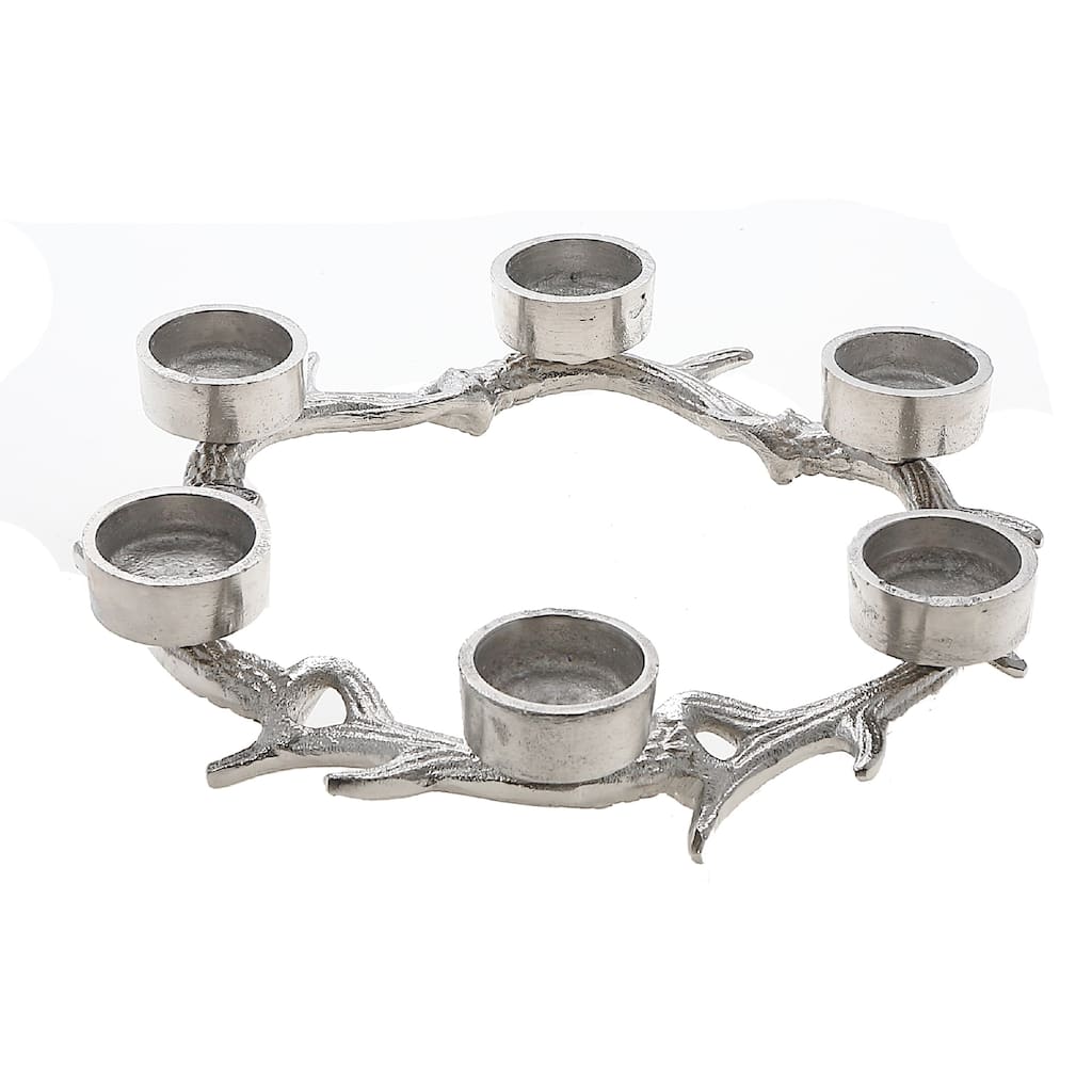 Christmas Antler Wreath With 6 Tealight Holder - N/A