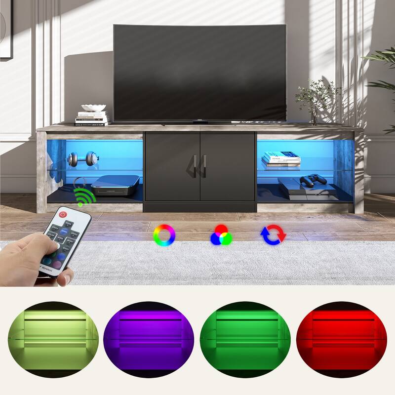 70 inch TV Stand 20 Color RGB Light Entertainment Center