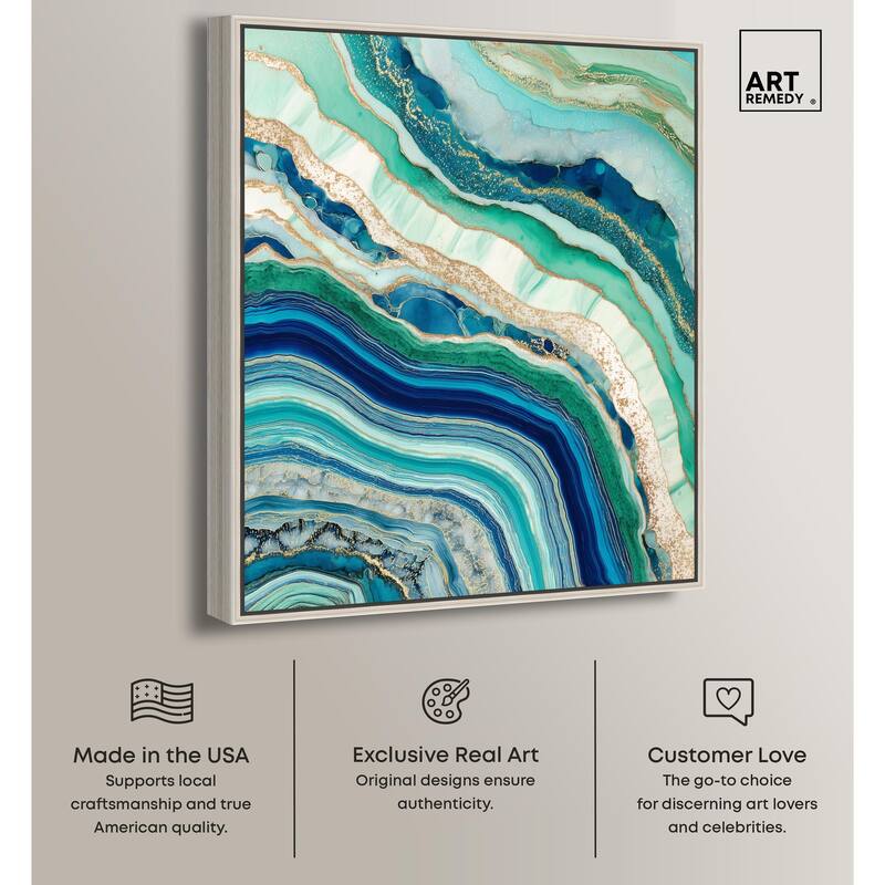 Blue Green Abstract Agate II Canvas by Art Remedy