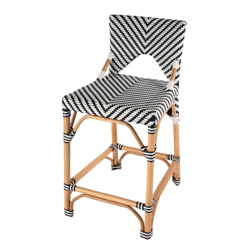 Creanly 25.25"H Seat Rattan Counter Stool with Back