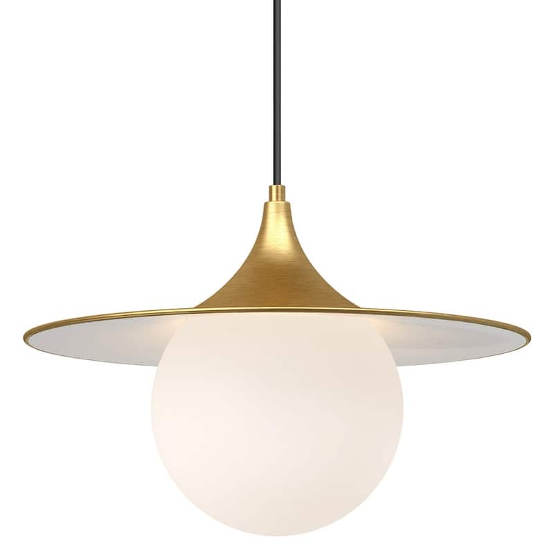 Alora Lighting PD525216OP Fuji 16" Wide Pendant with Opal Glass Shade - Brushed Gold