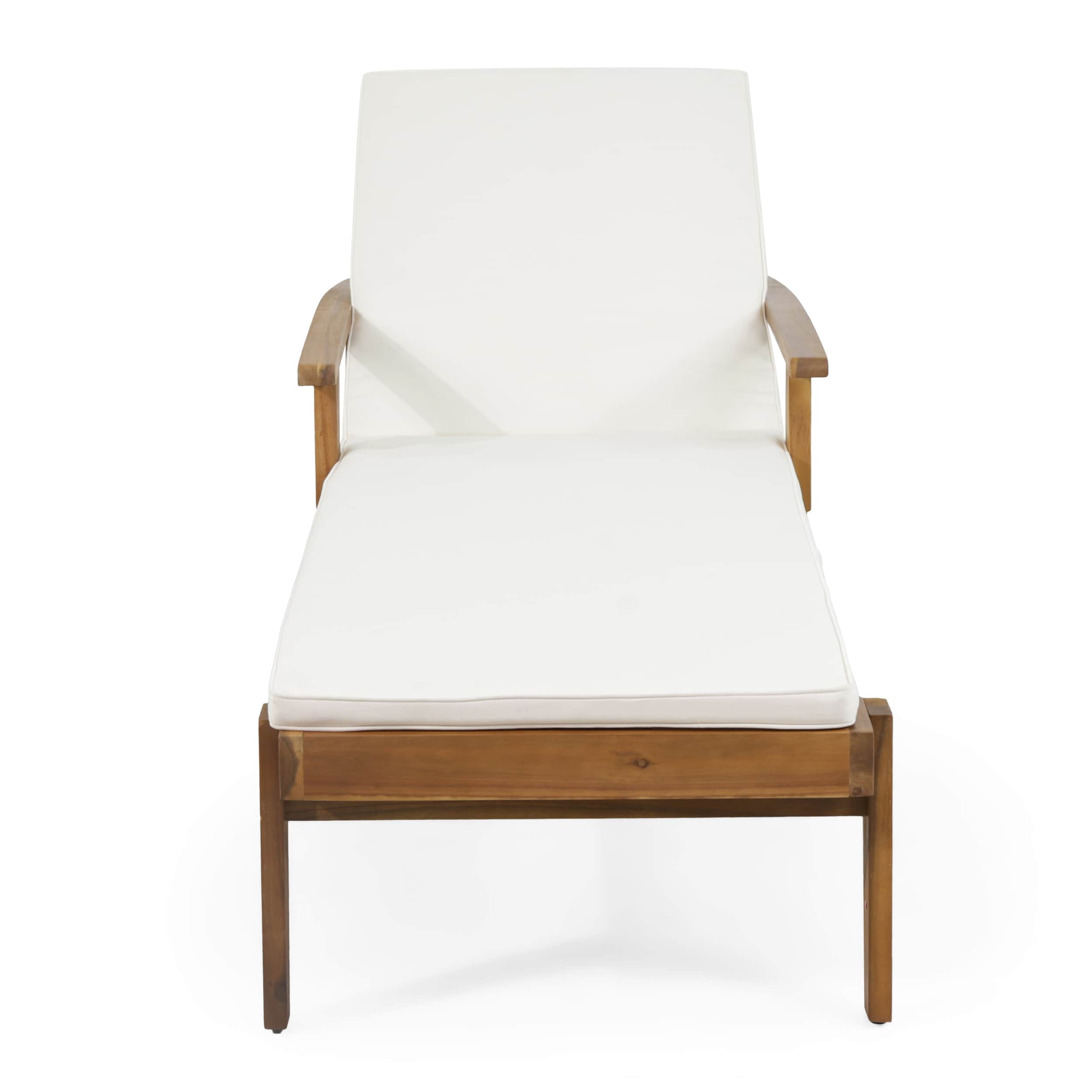 Jason Outdoor Acacia Wood Water-Resistant Chaise Lounge for Outdoor Spaces-image