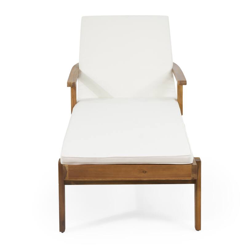 Jason Outdoor Acacia Wood Outdoor Chaise Lounge with Water Resistant Cushion by Christopher Knight Home