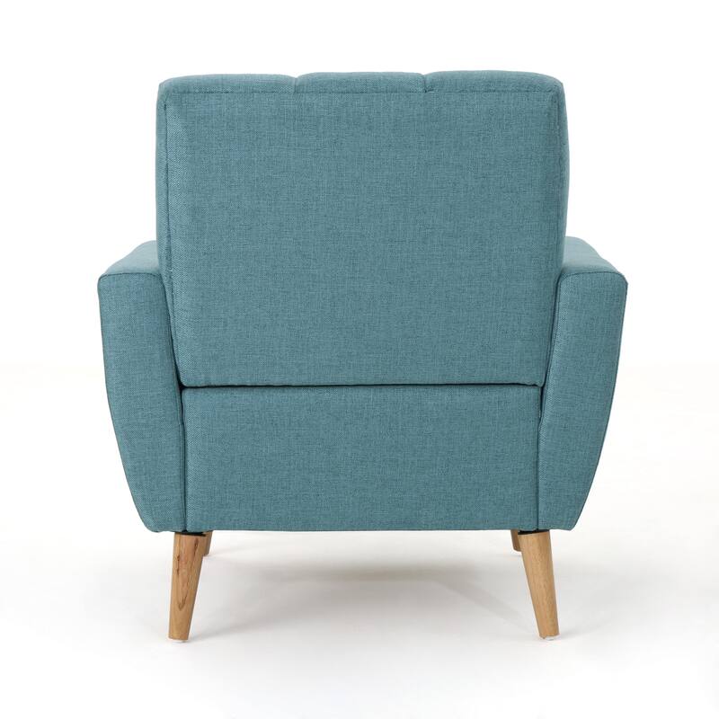 Roomfitters Mid-Century Fabric Club Chair with Channel Stitching, Cushioned Seat and Wooden Legs for Living Room Comfort