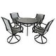 preview thumbnail 1 of 3, Deko Living 5 Piece Outdoor Patio Dining Table and Swivel Chairs Black