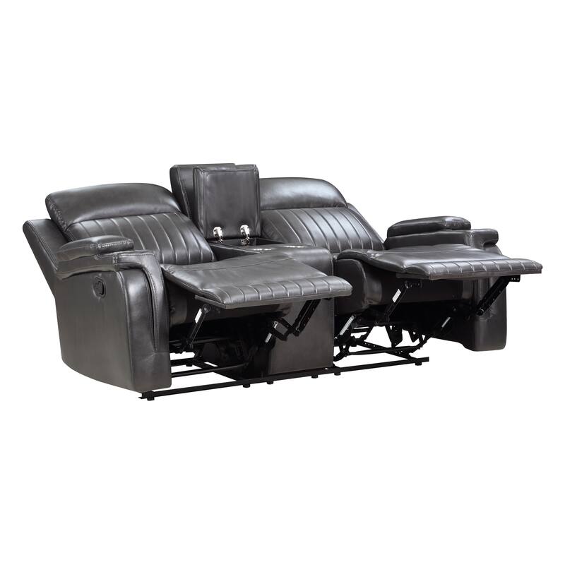 Nemesia Faux Leather Manual Double Reclining Loveseat