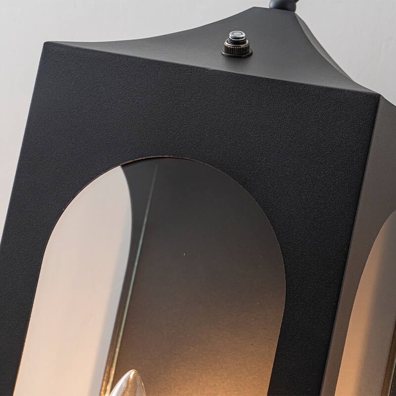 Unique/Statement Dusk to Dawn Outdoor Wall Light with Clear Glass Farmhouse Black Exterior Wall Sconce for Garage