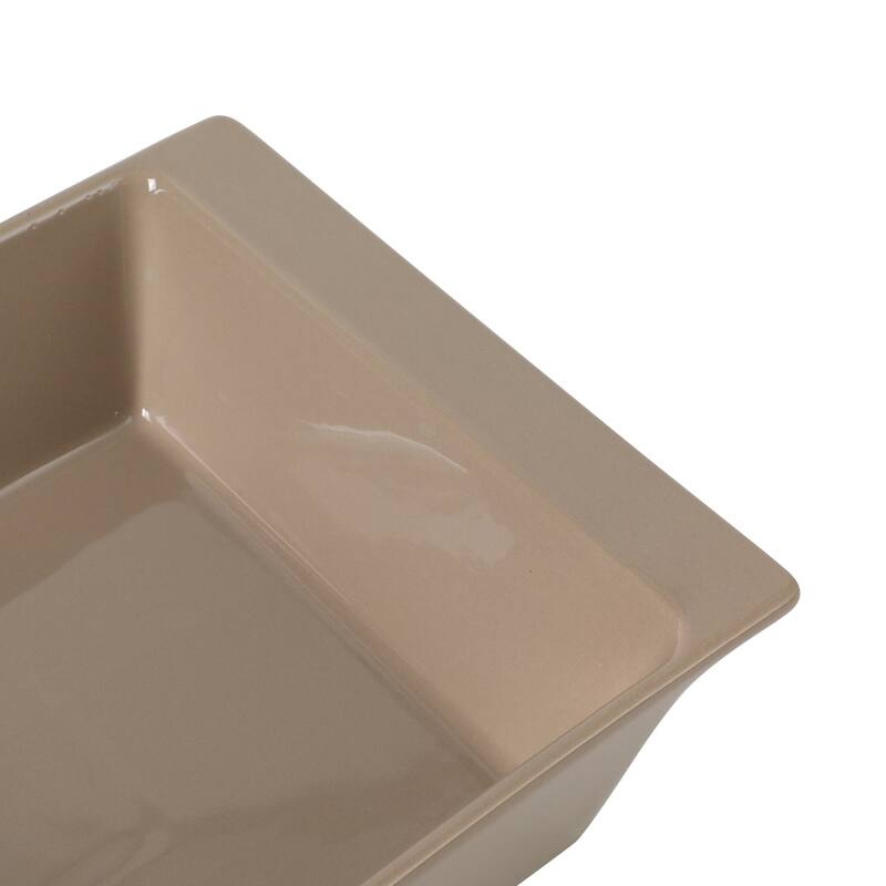 Gibson Elite 2 Quart or 2.75-Quart Stoneware Baking Dish with Acacia Wood Lid - Taupe Rectangular Oven Safe Baker