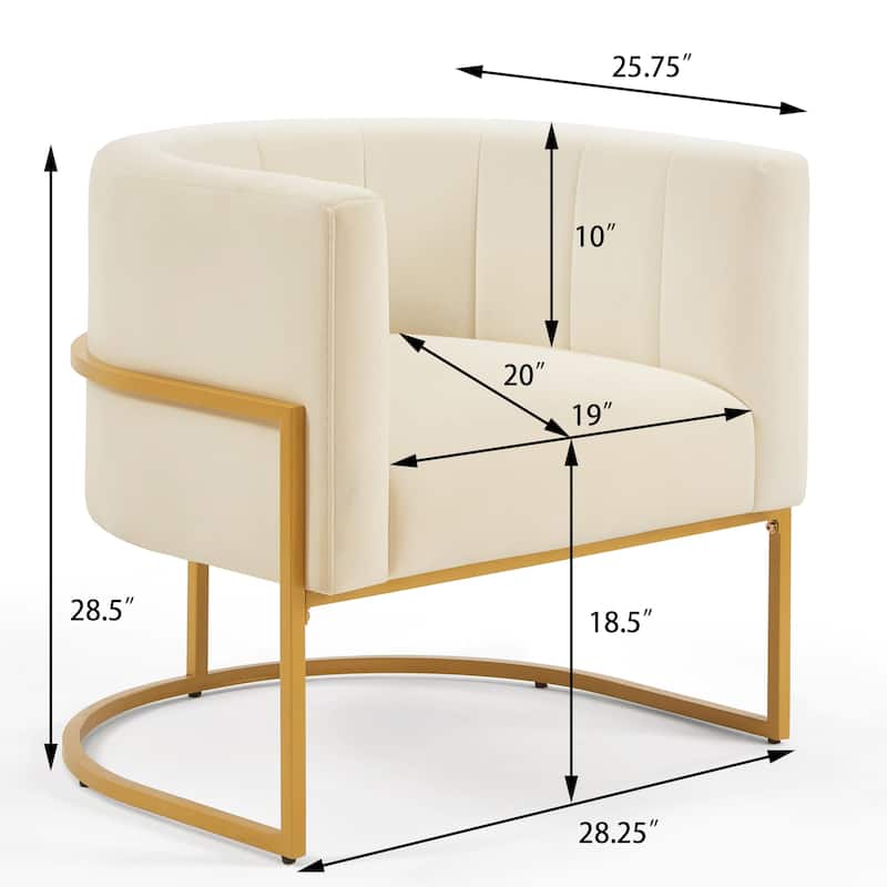 Upholstered Velvet Accent Chair with Golden Metal Stand,Leisure Chair with Curve Backrest