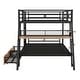 preview thumbnail 16 of 15, Full Size Metal Bunk Bed with Built-in Desk, Light and Drawers, Black