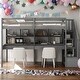 preview thumbnail 2 of 7, Twin Size Loft Bed with Storage Staircase and Double Desks and Shelves