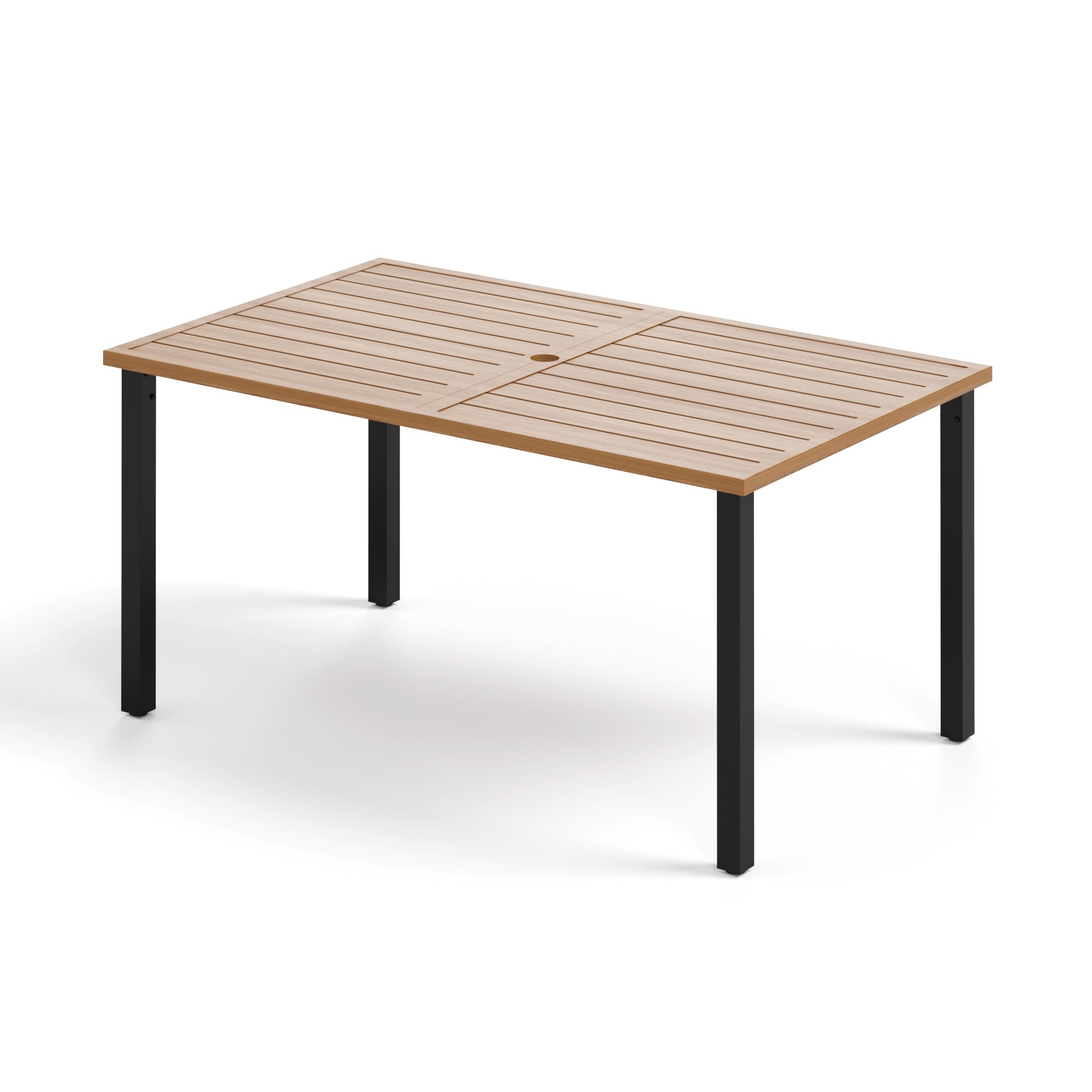 MAISON ARTS Outdoor Rectangle Teak Color Iron Dining Table - On