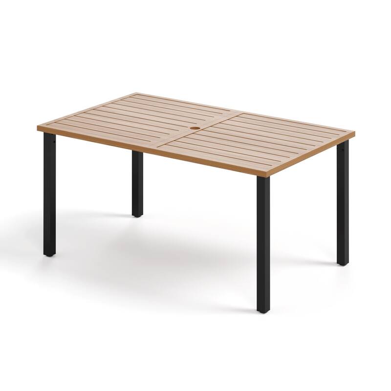 MAISON ARTS Outdoor Rectangle Teak Color Iron Dining Table