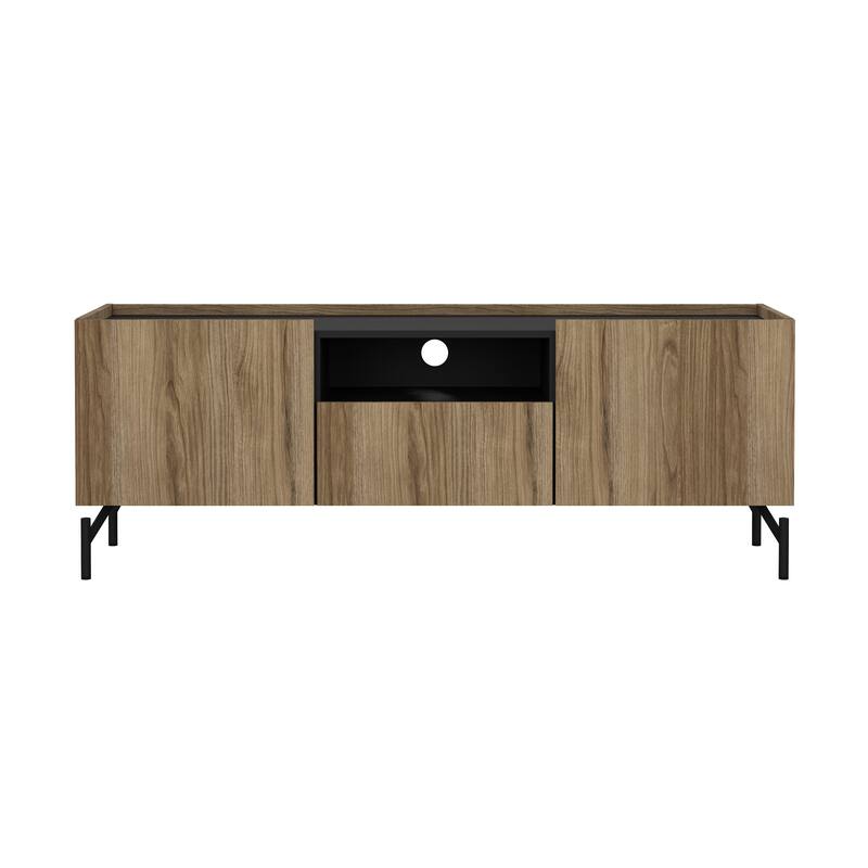 Carson Carrington Bergen TV Stand with 2 doors and 1 drawer, Catania Oak / Matte Black