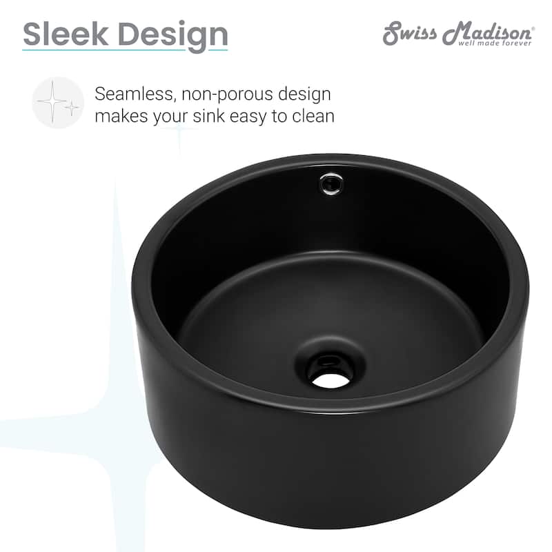 Trocadero 16.5" Round Vessel Sink In Matte Black - 16.55" x 16.55" 6.3"
