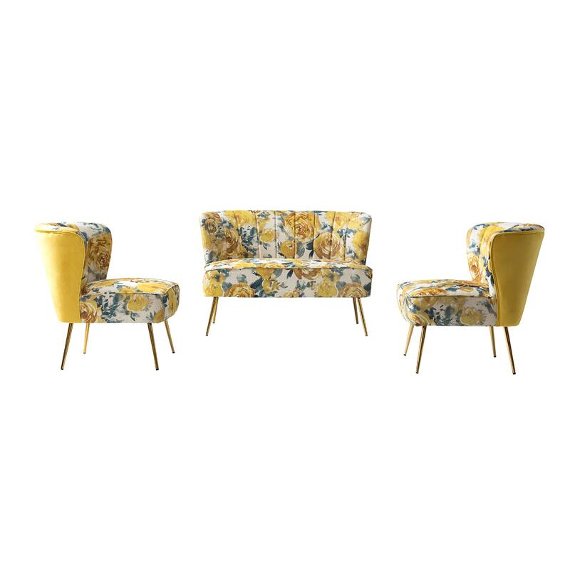 3 Piece Living Room Set with Channel Tufted Back by HULALA HOME