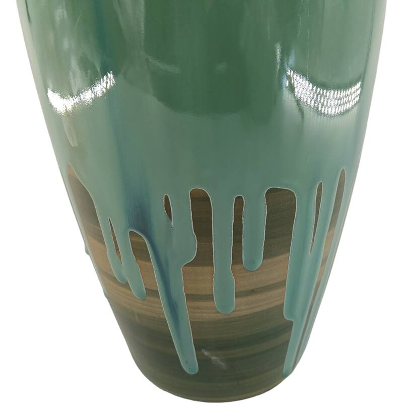 Modern Ceramic and Metal Decorative Vase with Textured Detailing