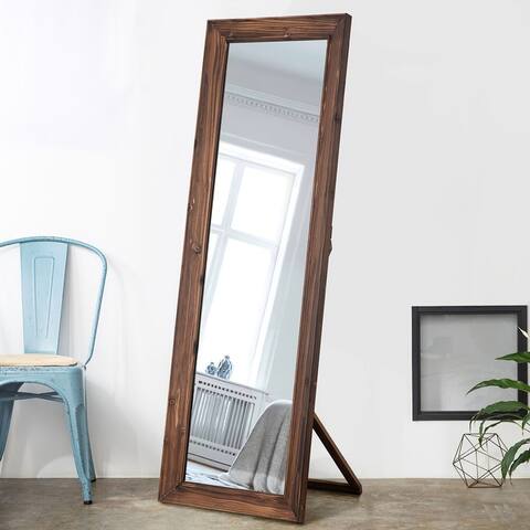 Wood Bedroom Dressing Full-length Mirror with Standing