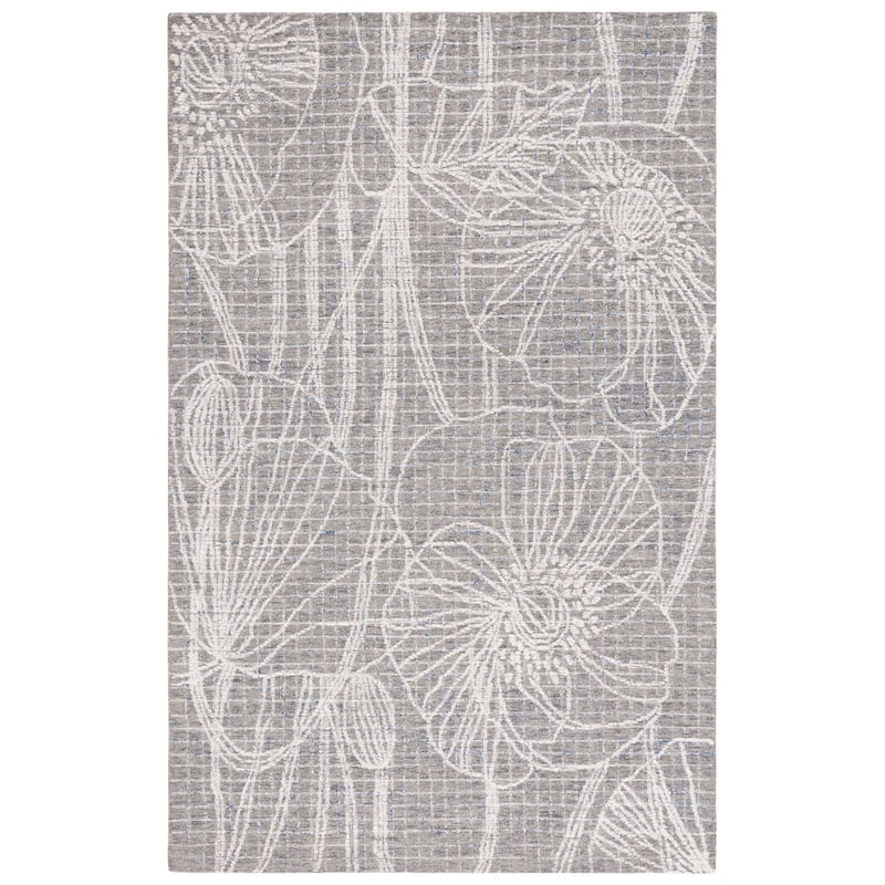 SAFAVIEH Handmade Metro Aldegonda Modern Floral Wool Rug - 6' Square - Beige/Ivory