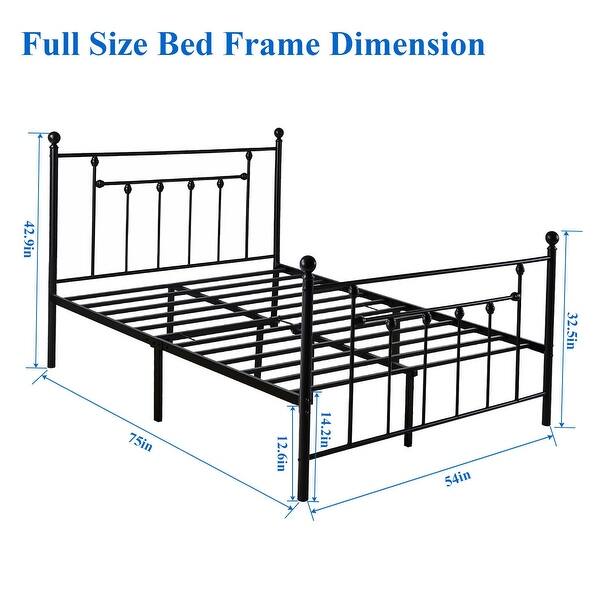dimension image slide 1 of 3, VECELO Platform Bed Frame with Headboard-Twin/Full Queen Size Bed
