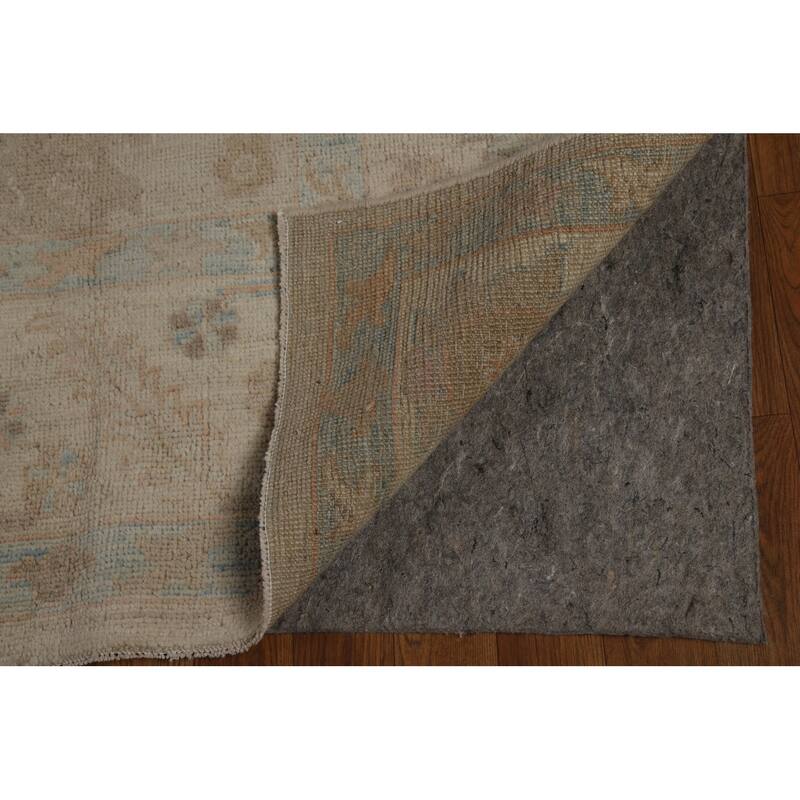 Beige Oushak Turkish Area Rug Handmade Vegetable Dye Wool Carpet - 8'2" x 10'2"