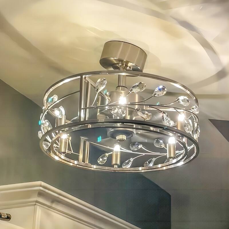 20-Inch Crystal Ceiling Fans with Light and Remote Included