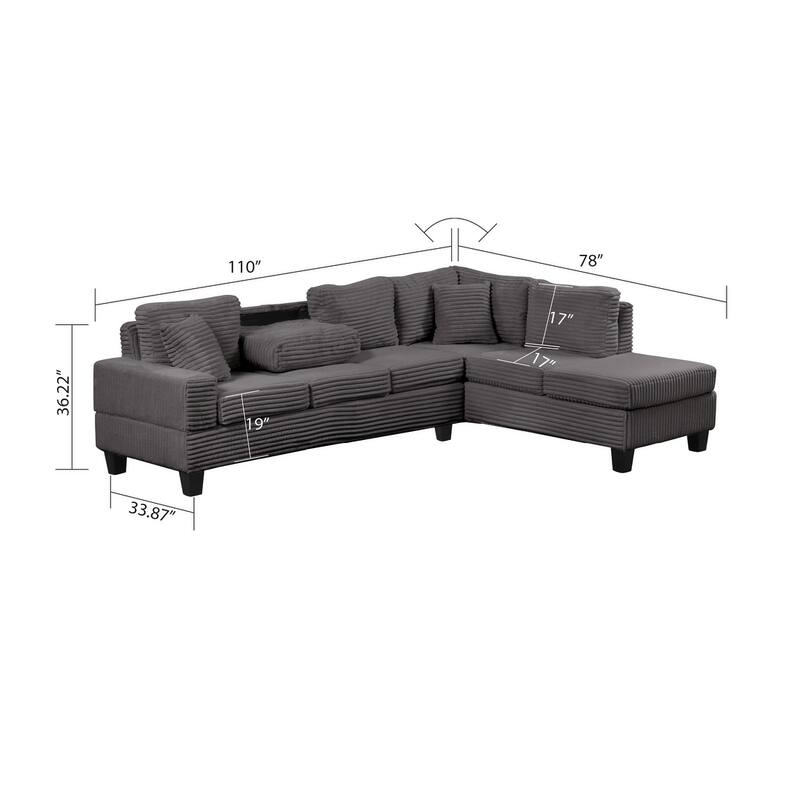 Cozy Modern & Contemporary Style Sectional Sofa Made with Wood & Upholstered Velvet