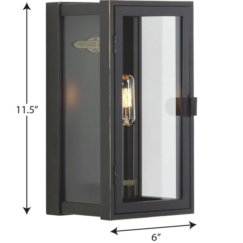 Stature Collection 1-Light Oil Rubbed Bronze Clear Glass Transitional Outdoor Small Wall Lantern Light