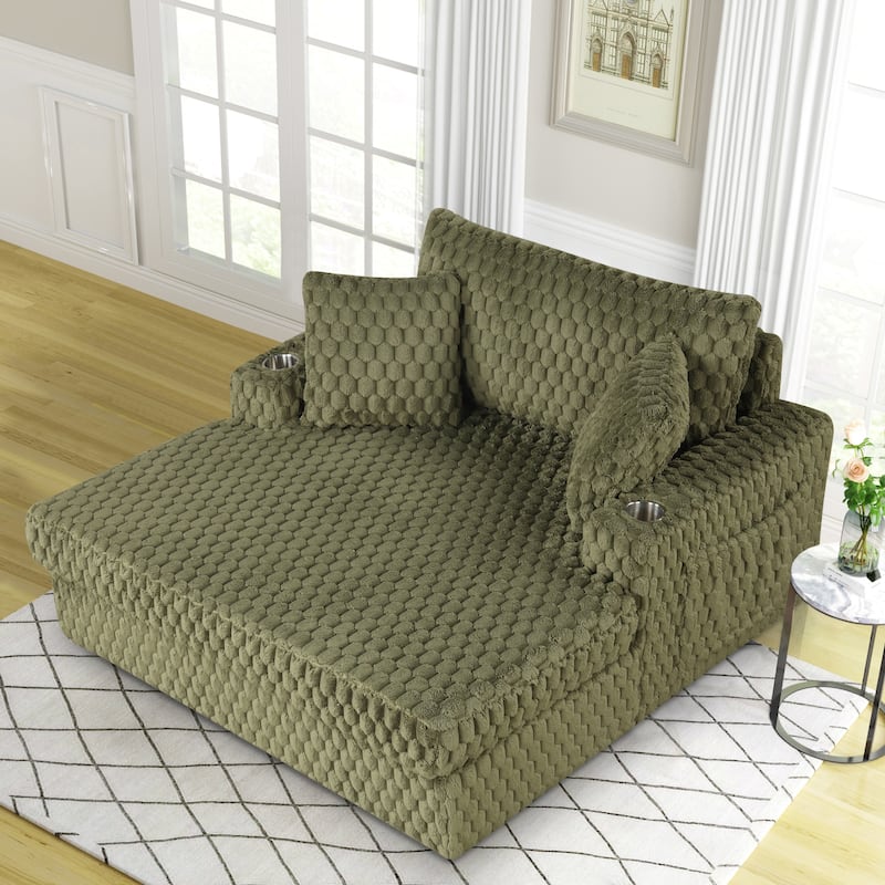 Modern Soft Indoor Chaise Lounge Couch Sofa Bed with Pillows