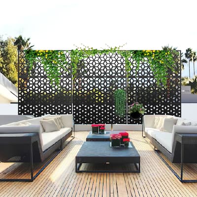 Metal Privacy Screen Wall Decoration Free Standing-6.3 ft. H X 4 ft. W
