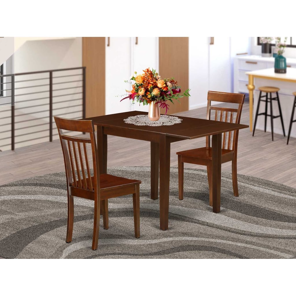 HomeStock 3-Piece Mahogany Finish Solid Wood Top Dining Table Set