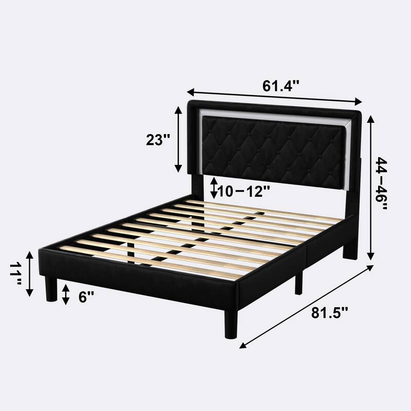 Space Saving Platform Panel Bed Frame Black White Color Matching