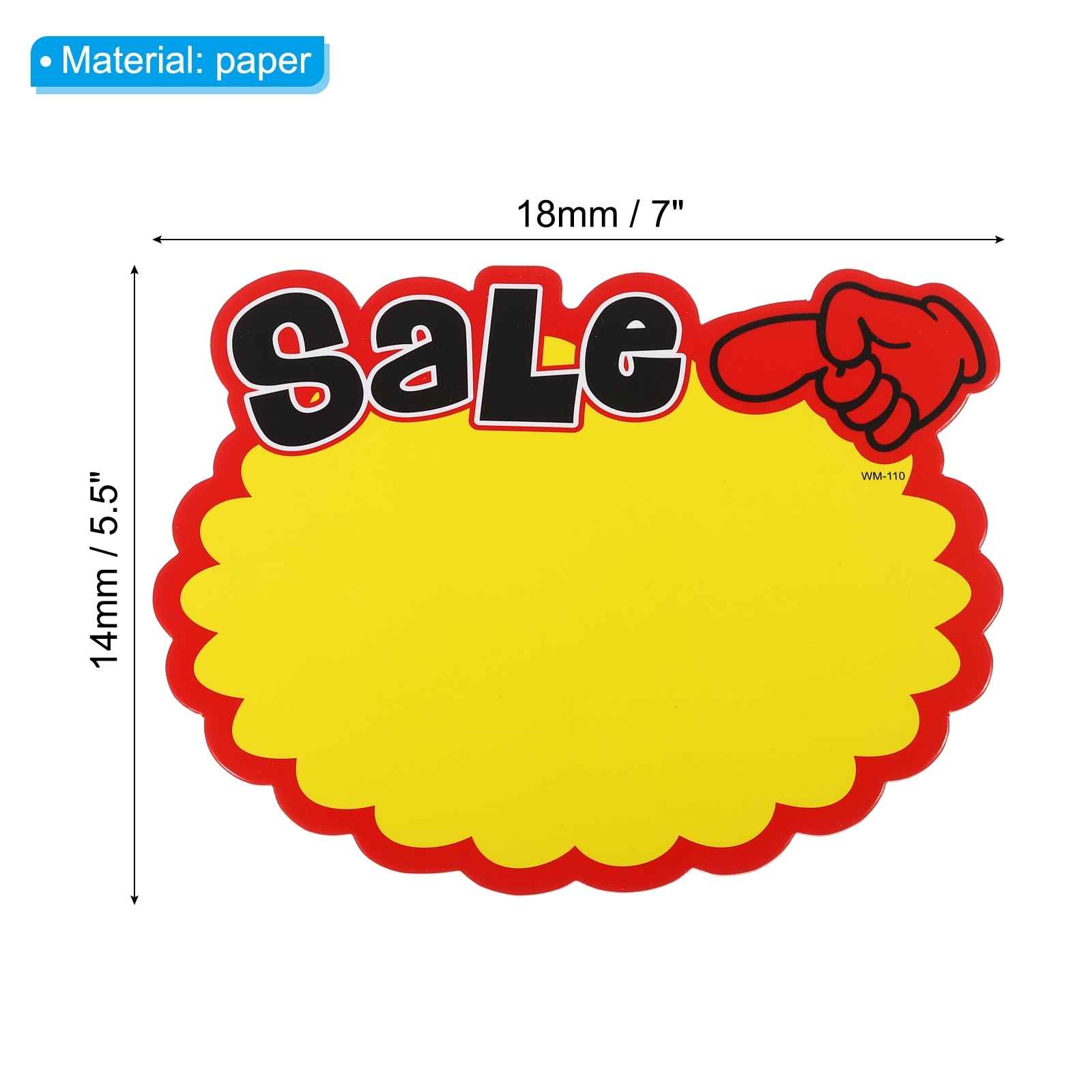 Star Burst Signs,Blank Star Burst Signs Price Tag Stickers Pricing Tags for Sign Retail Store Vehicle, Forefinger Sale - Yellow