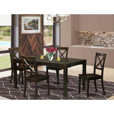 HomeStock 5-Pc Cappuccino Solid Wood Top - Dining Room Set - Seats 4