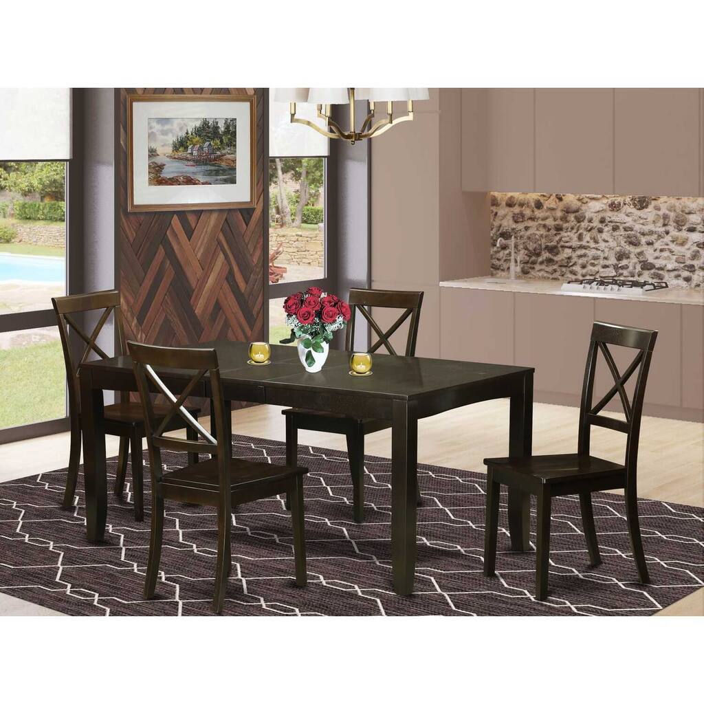 HomeStock 5-Pc Cappuccino Solid Wood Top - Dining Room Set - Seats 4