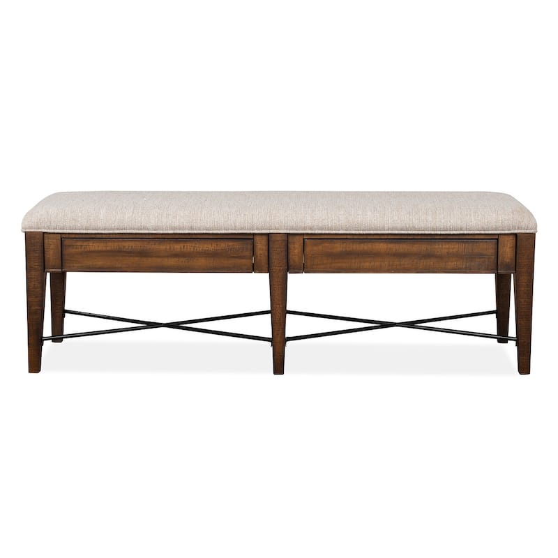 Magnussen Home Bay Creek Toasted Nutmeg Upholstered Bench - 58''W x 17''D x 19''H