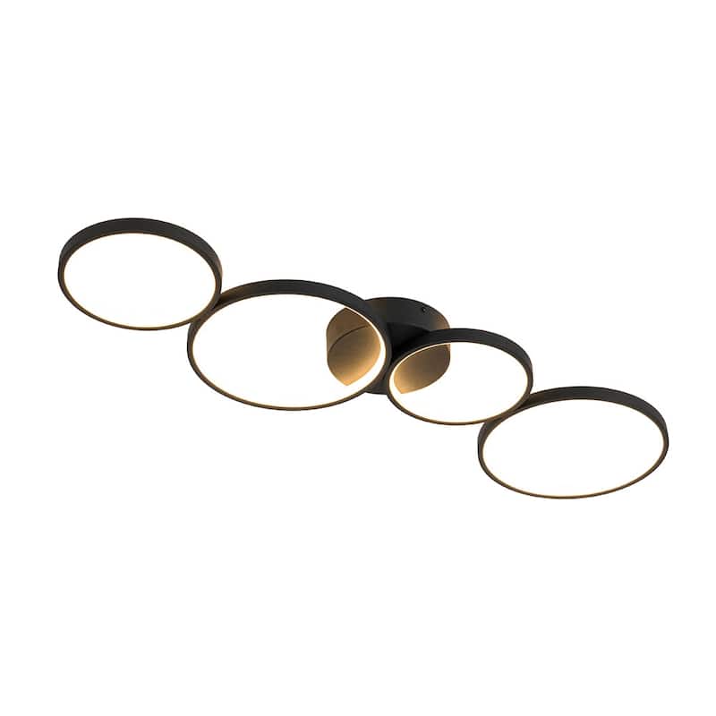 Minimalist 4 Ring Dimmable LED Semi Flush Mount Light 35 in 3000K