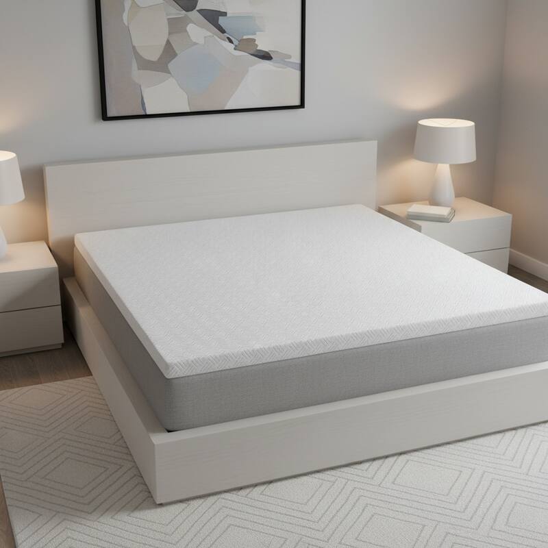 4" White Memory Foam King Mattress Topper - 39.00 in. x 80.00 in.  x 3.90 in.