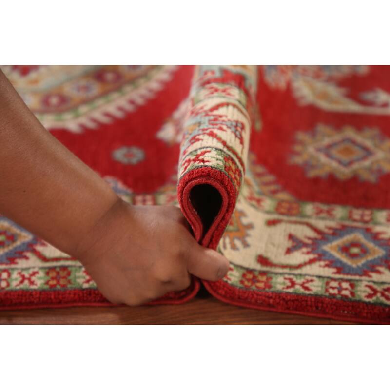 Kazak Accent Rug Hand-Knotted Oriental Wool Carpet - 3'4"x 4'10"
