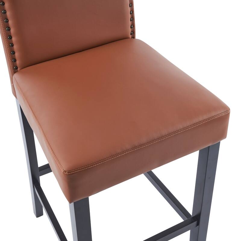 Faux Leather Barstools Set of 2 Counter Height Bar Stools for Kitchen Island