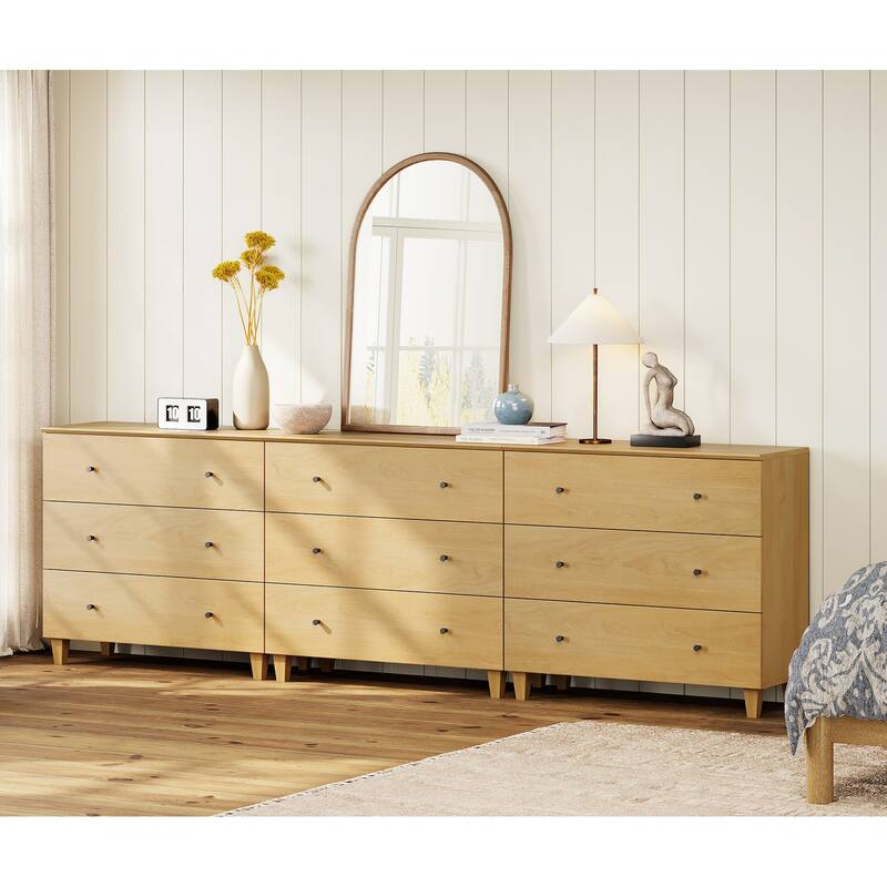 WAMPAT Dresser with 3 Drawers, 35.4" Wide Chest of Drawer for Bedroom