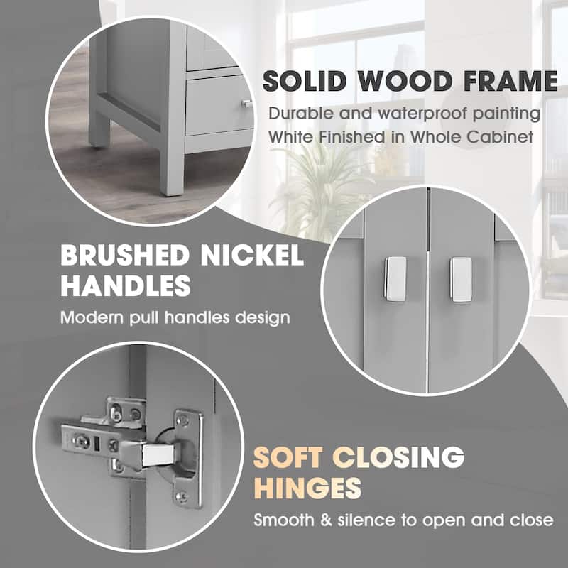 OpalithD 72 in. Bathroom Vanity with Double Sinks, Wood Bath Cabinet with Top