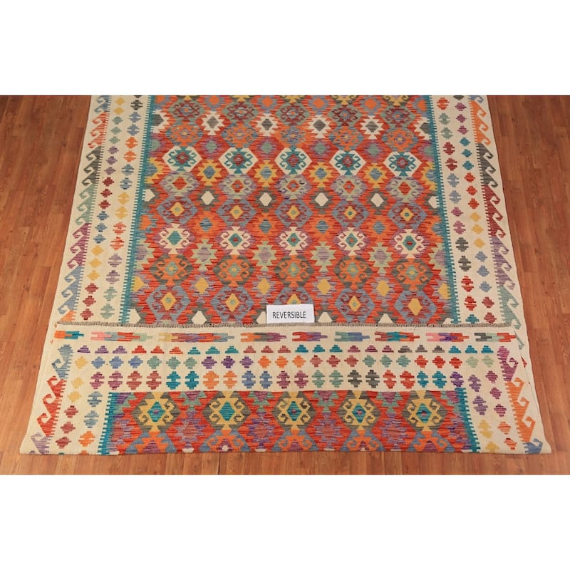 Kilim Oriental Area Rug Flatweave Tribal Wool Carpet - 8'3"x 11'5"