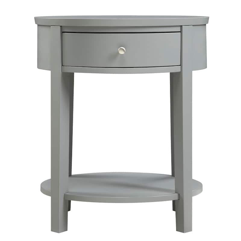 Fillmore 1-Drawer Oval Wood Shelf Accent End Table by iNSPIRE Q Modern
