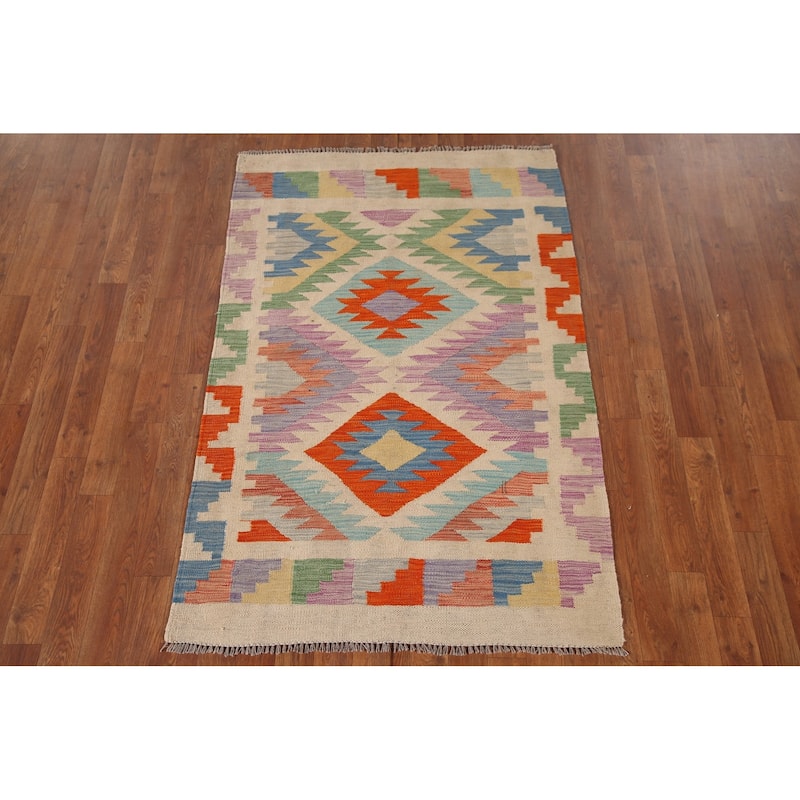 Southwestern Kilim Area Rug Flatweave Wool Carpet - 3'3"x 5'0"